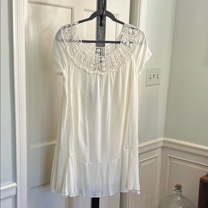 Shoreline Cream White Lace Accent Swing Dress Size Large L / XL Fully Lined NEW